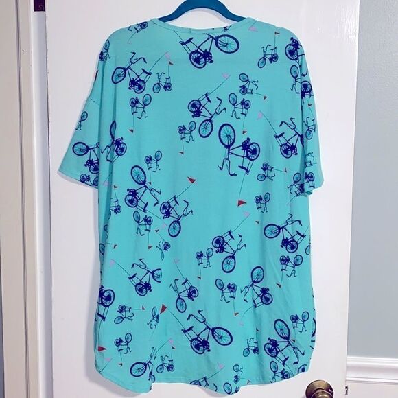 LuLaRoe Irma tunic with bicycle print size small - Picture 2 of 6